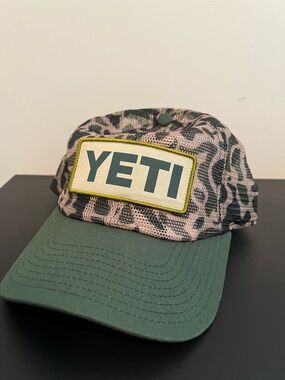 YETI Pink Camo Mesh Hat with Green Brim